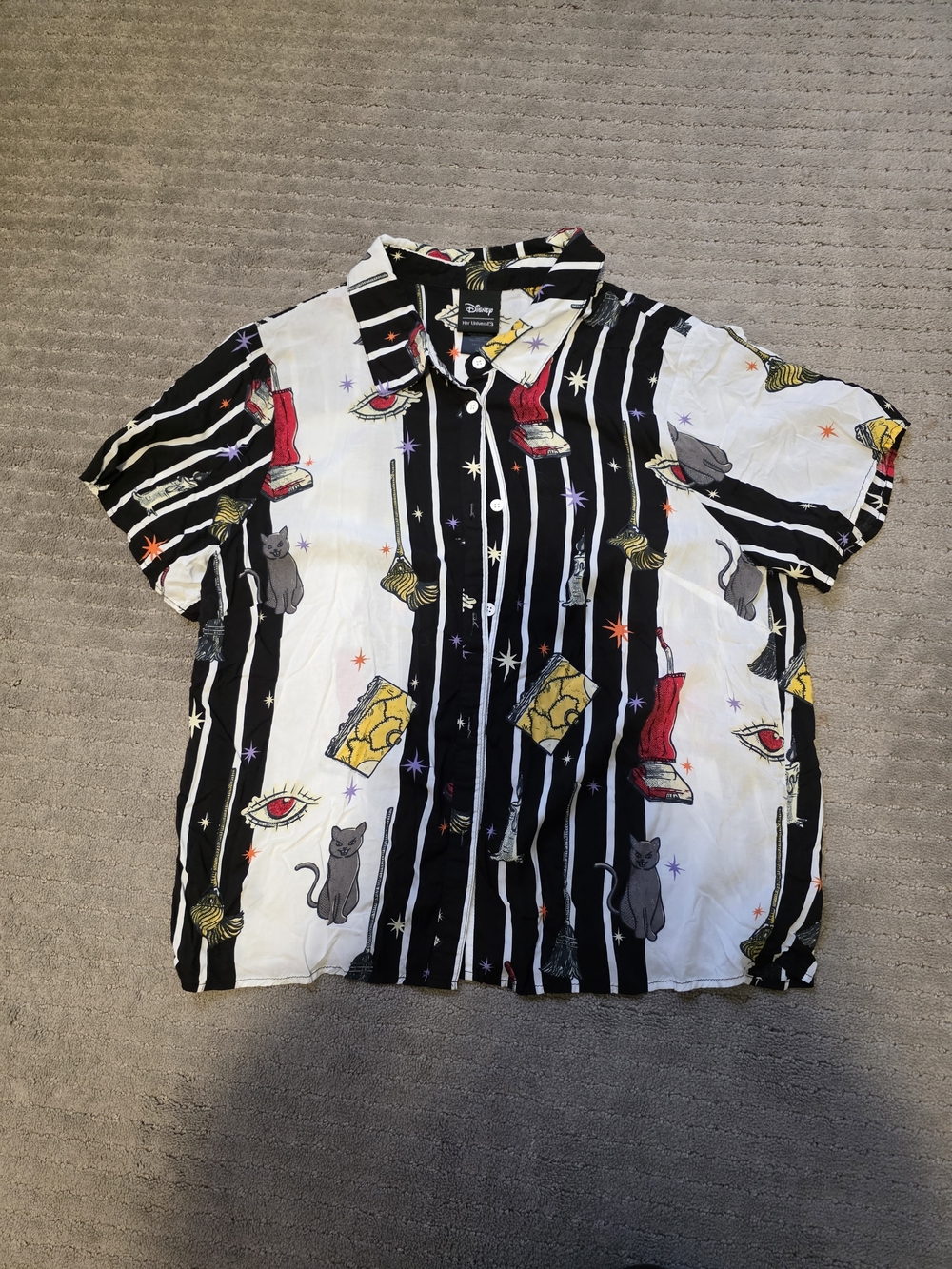 Her Universe Hocus Pocus Black & White Striped Button-Up Shirt